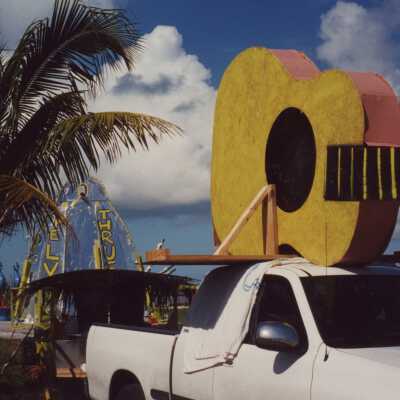 A float that is waiting for the parade to start.