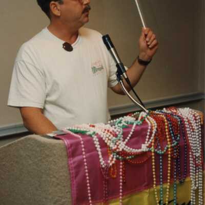 Unknown man at the Coors light parade workshop.