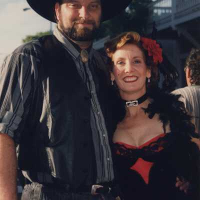 Unknown people dressed up.