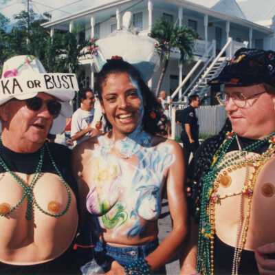 Unknown people dressed up.