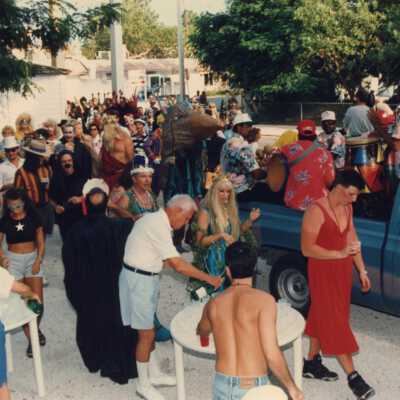 Unknown people at the Masquerade March.