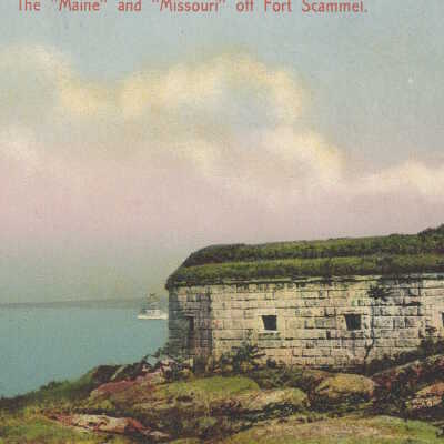 USS MAINE and USS MISSOURI off Fort Scammel