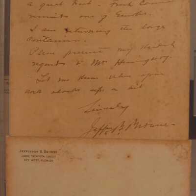 Letter from Jefferson B. Browne to Ernest Hemingway