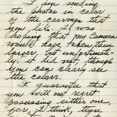 Letter Written by Mario Sanchez to Charles and Barbara Martin