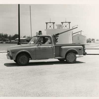 US Navy truck with an unknown man in it
