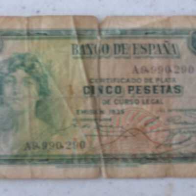Banco de Espana 5 Peseta Note