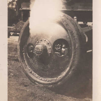 The wheel of a truck