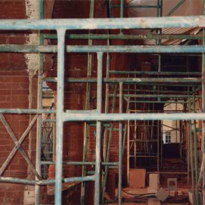 The porch being worked on.