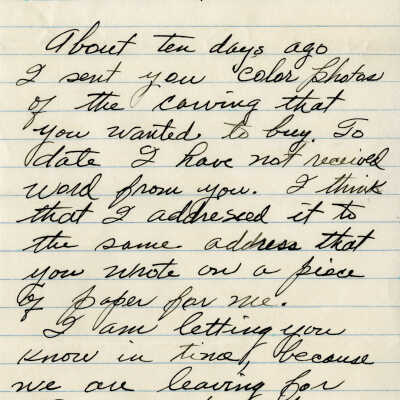 Letter Written by Mario Sanchez to Charles Martin