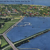 Highway Approach and Key West, Florida, from the Air