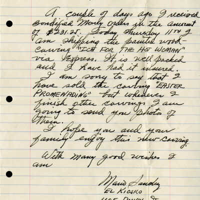 Letter Written by Mario Sanchez to Charles Martin