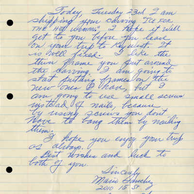 Letter Written by Mario Sanchez to Charles Martin