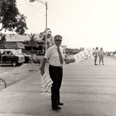 Unknown man with signs