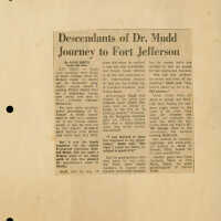 Newspaper Clipping of Dr. Mudd Family at Fort Jefferson