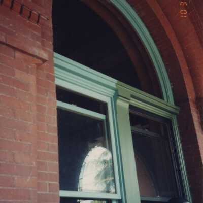 A double panel window on the exterior.