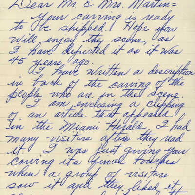 Letter Written by Mario Sanchez to Charles and Barbara Martin