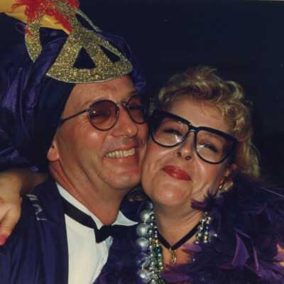 Unknown couple dressed up.