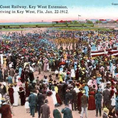 Florida East Coast Railway, Key West Extension, First Train Arriving in Key West, Fla. Jan. 22-1912