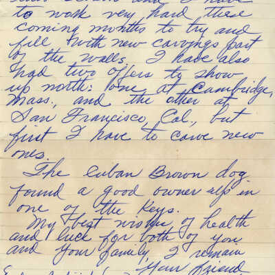 Letter Written by Mario Sanchez to Charles and Barbara Martin