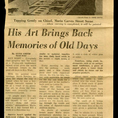 Newspaper Article about Mario Sanchez