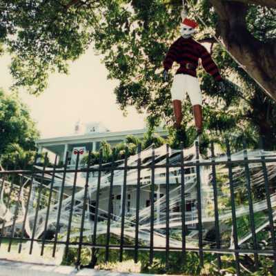 A hotel decorated for Fantasy Fest.