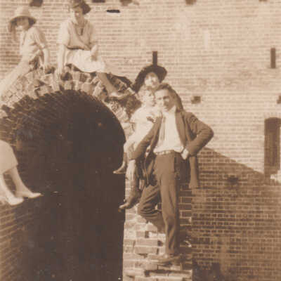 People sitting atop Martello