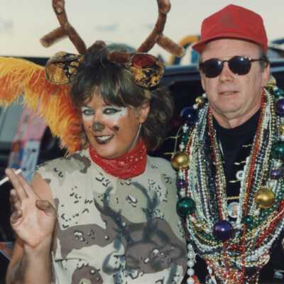 Unknown couple dressed up.