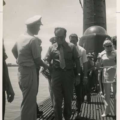 Unknown people on a deck on a Military base