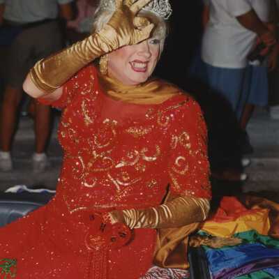 An unknown person dressed up.