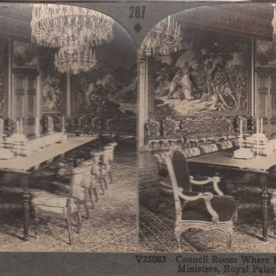 Stereoview of the Council room, Royal Palace, Stockholm, Sweden