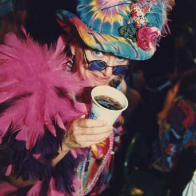 An unknown person dressed up.