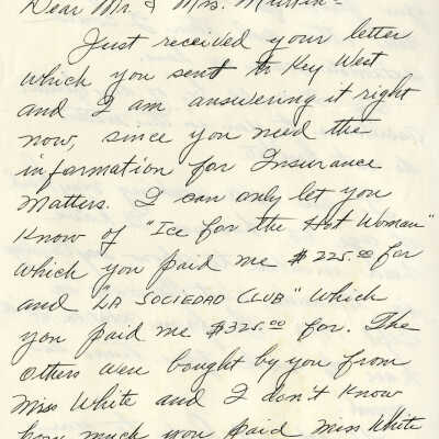 Letter Written by Mario Sanchez to Charles and Barbara Martin