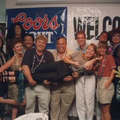 Unknown people at an award ceremony.