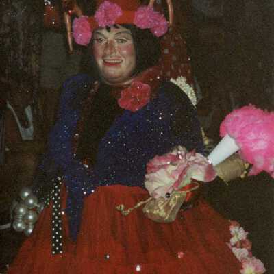 An unknown person dressed up.