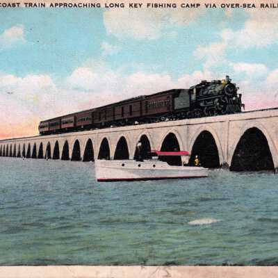 Florida East Coast Train Approaching Long Key Fishing Camp via Oversea Railroad