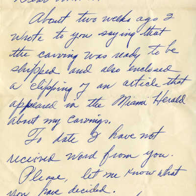 Letter Written by Mario Sanchez to Charles Martin