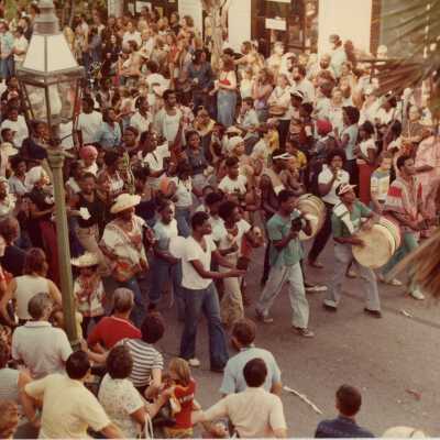 A band playing in a parade