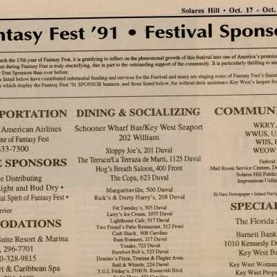 A list of sponsors and an article that reads Art in Motion in the Solares Hill.