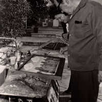 Mario Sanchez and Kathryn Proby in his Studio Under the Trees