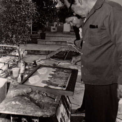 Mario Sanchez and Kathryn Proby in his Studio Under the Trees