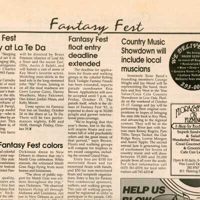 Multiple articles in the Island Life newspaper about Fantasy Fest.