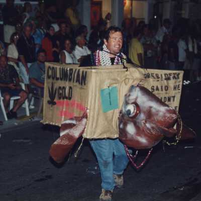 Unknown person dressed up in the parade.