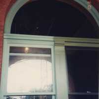A double panel window on the exterior.