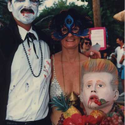 Unknown couple dressed up for the masquerade march.