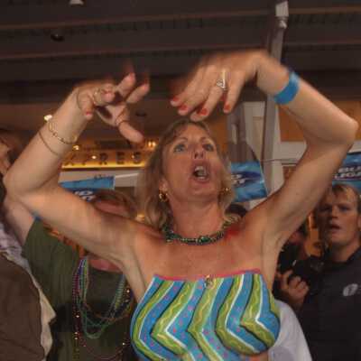 Unknown woman with her breast painted.