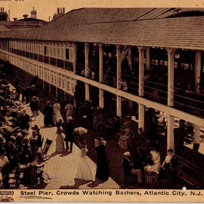 Steel Pier, Crowds Watching Bathers, Atlantic City, N.J.