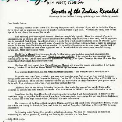 Parade entrant letter.