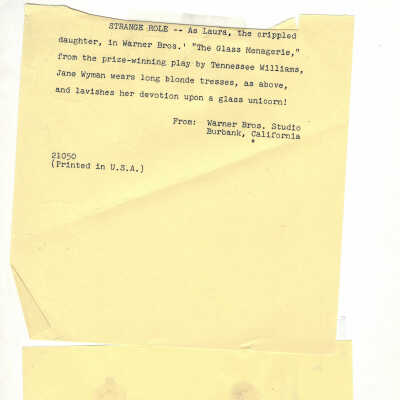 'The Glass Menagerie' Movie Still: © Key West Art & Historical Society