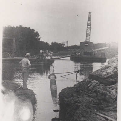Water pipe installation looking north