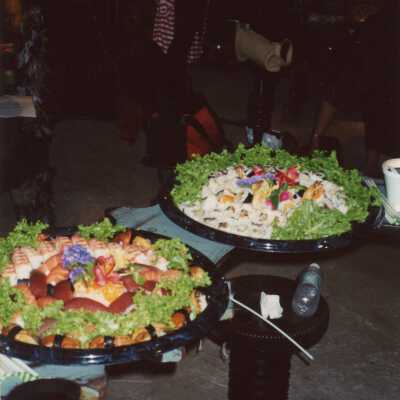 Two platters of food.